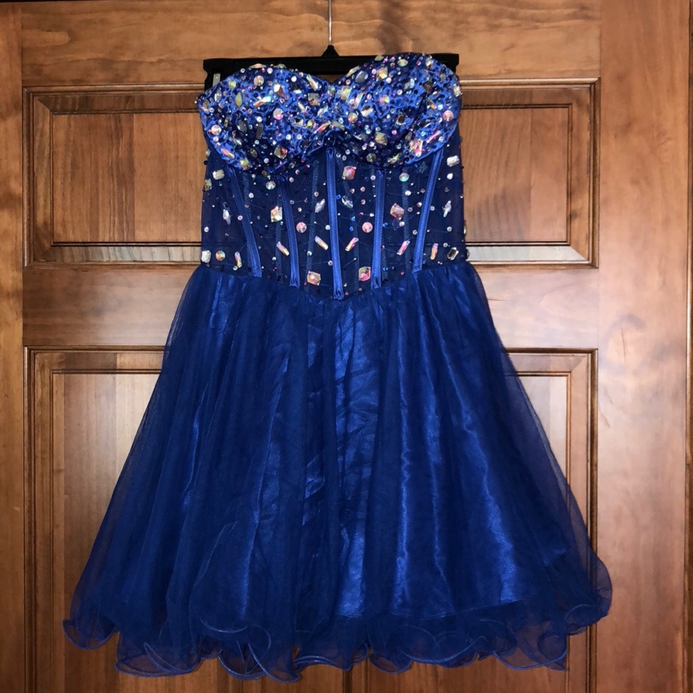 Blonde Nites blue homecoming dress